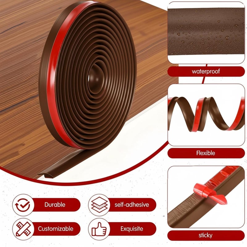 Joyfolk 20ft Carpet Floor Transition Strips, Self-Adhesive Carpet to Tile Transition Edge Triings for Doors/Wood Floors, Coverage Height up to 5mm(Dark Brown) - Image 4